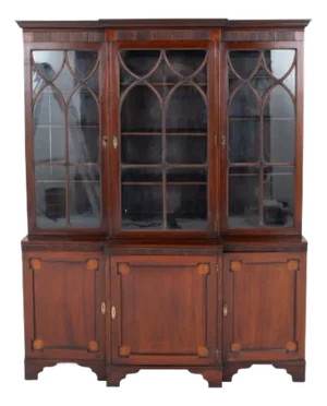 Georgian Revival Breakfront Bookcase in Mahogany, 1890s