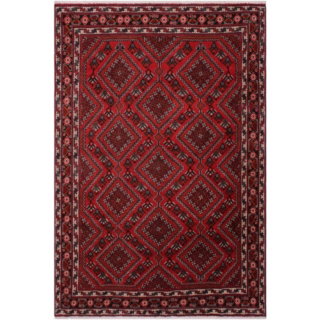 1980s Semi Vintage Tribal Red Wool Rug - 6′5″ × 9′7″ For Sale - Image 9 of 9
