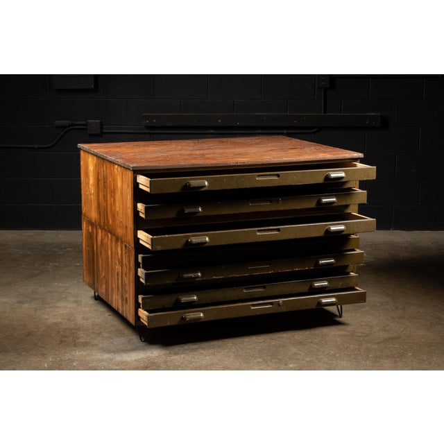 Vintage Ten Drawer Flat File With Hairpin Legs For Sale In Chicago - Image 6 of 8