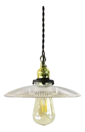 1940s Holophane Clear Glass Vintage Industrial Pendant Light