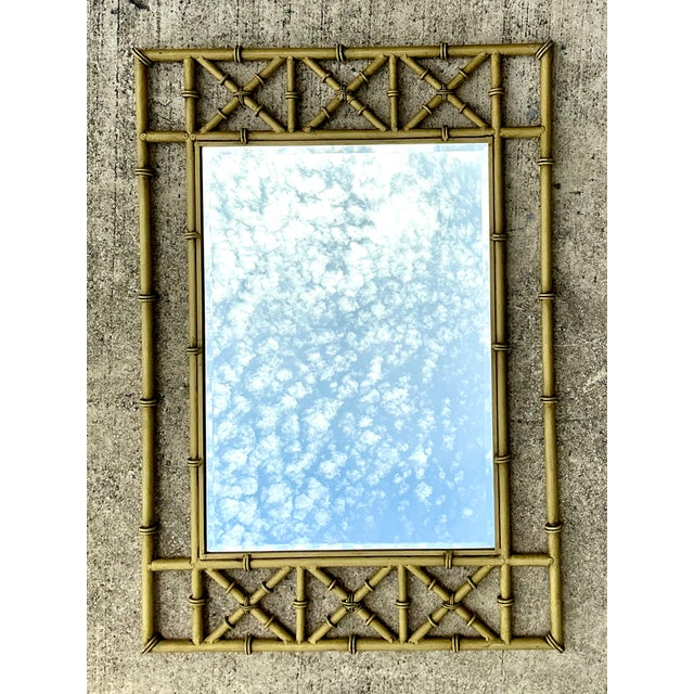 Vintage Faux Bamboo Rectangular Wall Mirror For Sale - Image 12 of 14
