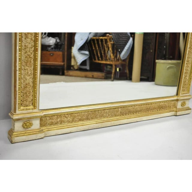 Mid 20th Century Antique Italian Neoclassical Carved Gold Giltwood Arched Large Wall Mirror For Sale - Image 5 of 11