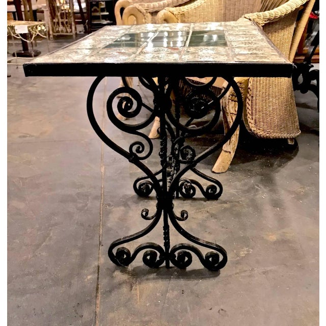 Wrought Iron Antique Tile Top Table Chairish