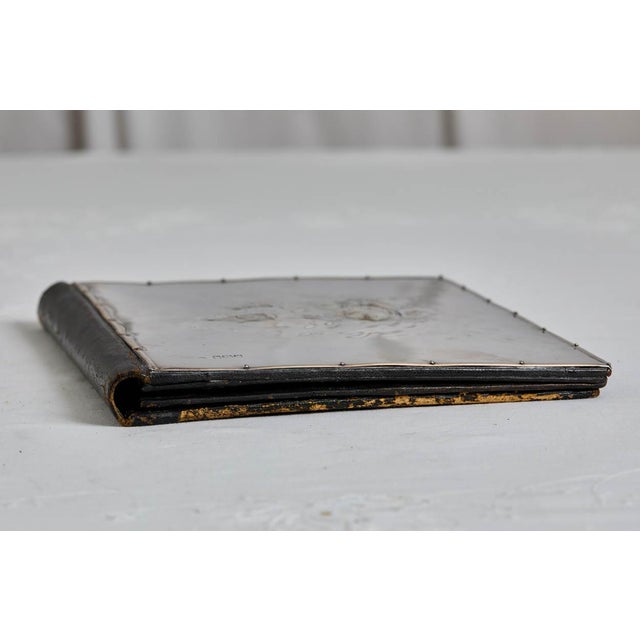 Metal Rare 19th C. Mappin & Webb Sterling Silver Cherub Leather Folio For Sale - Image 7 of 9