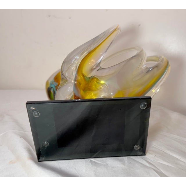 Vintage Signed Hand Blown Studio Art Glass Stretched Sculpture Vase Statue Art For Sale - Image 13 of 13