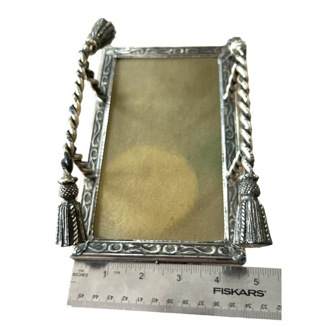 Vintage Silverplate Tassel-Handle Vanity / Towel Tray – Twisted Rope & Guilloché Base For Sale In Jacksonville, FL - Image 6 of 7