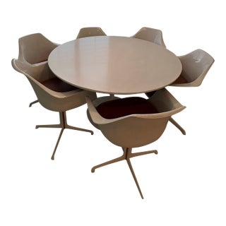 Mid Century Modern Dining Set – Maurice Burke for Arkana – Tulip Table and Chairs, Set of 7. For Sale