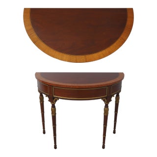 Kindel Louis XVI Style Mahogany Demilune Console Table For Sale