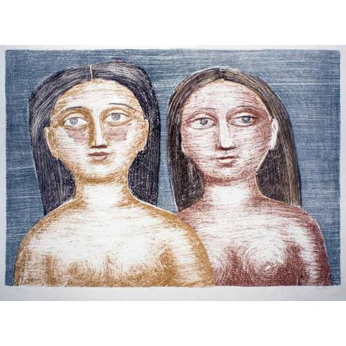 Massimo Campigli, Nude Due Nudi, Edition of 125, 1950s, Lithograph For Sale
