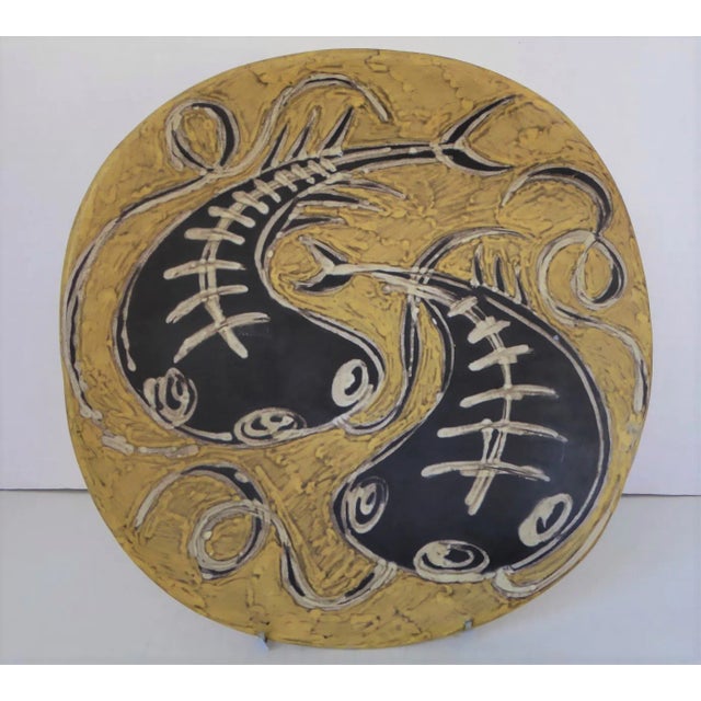 Yellow 1960s Hungarian Mid Century Modern Ceramic Wall Plate by Livia Gorka For Sale - Image 8 of 8