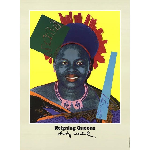 Pop Art 1986 Andy Warhol 'Queen Ntombi Twala Of Swaziland' Pop Art Yellow Denmark Offset Lithograph For Sale - Image 3 of 3