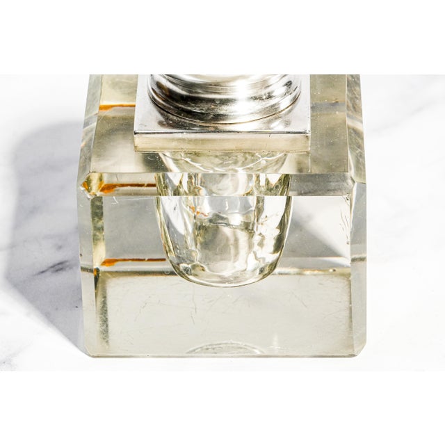 Silver Magnificent Large Gilded Age Antique Black Starr & Frost Crystal Sterling Silver Desk Paperweight Inkwell Home Office Decor For Sale - Image 8 of 18