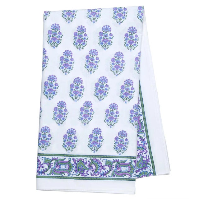Riya Tablecloth, 6-seat table - Lavendar & Blue For Sale - Image 4 of 4