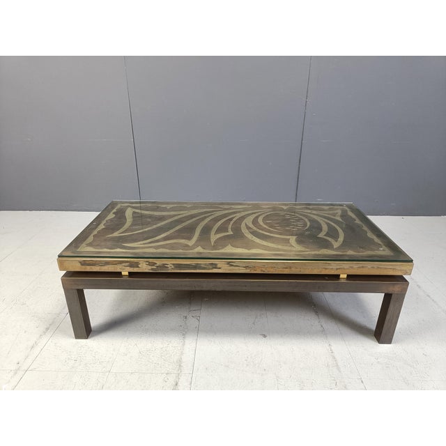 Vintage Etched Brass Coffee Table by Willy Daro, 1970s For Sale - Image 10 of 10