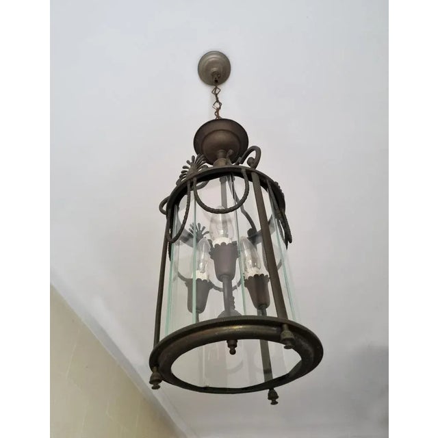 French Neoclassical Bronze & Glass Hall Lantern, 1890s For Sale - Image 3 of 11
