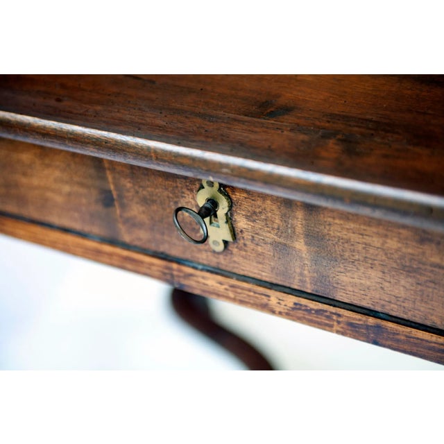 Brown 18th Cen.,French Louis XIII Style Walnut Side Table With Curving X-Form Stretcher For Sale - Image 8 of 8