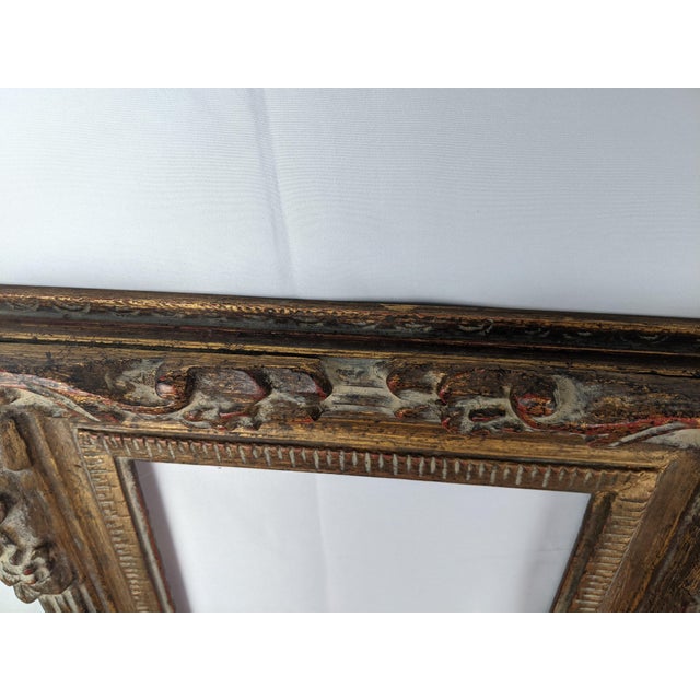 Mid 20th Century Pair of Grand European-Style Carved Giltwood Frames With Acanthus & Floral Scrollwork For Sale - Image 9 of 17