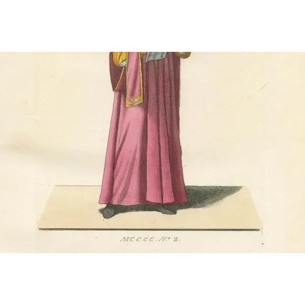 Medieval Singer in Pink Robe, France, 1845, Paper For Sale - Image 3 of 10