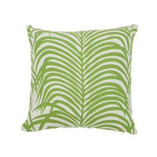 Contemporary Schumacher Zebra Palm Indoor/Outdoor Pillow in Leaf For Sale