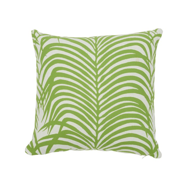 Contemporary Schumacher Zebra Palm Indoor/Outdoor Pillow in Leaf For Sale