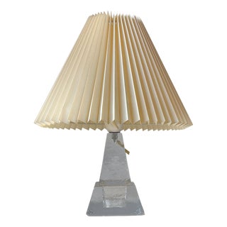 Vintage Swedish Table Lamp in Ice Glass from Urshult Glasbruk, 1960s For Sale