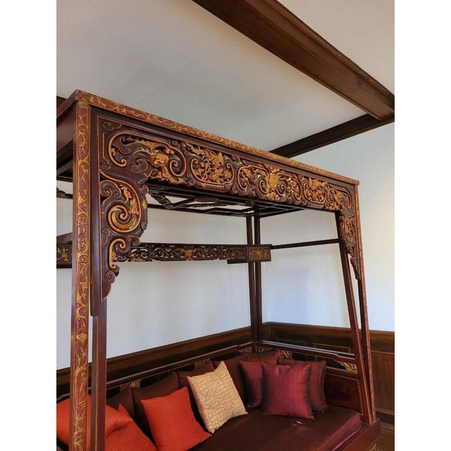 Paint 1940s Chinese Wedding Bed For Sale - Image 7 of 7