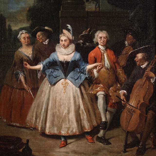 Gallant Scenes, 1720, Oil on Canvases, Framed, Set of 2 For Sale - Image 12 of 16