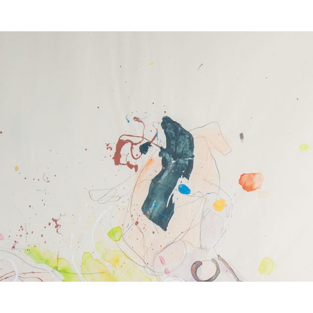 Yellow Abstract Mixed Media Painting of Figures by Walter Sorge For Sale - Image 8 of 9