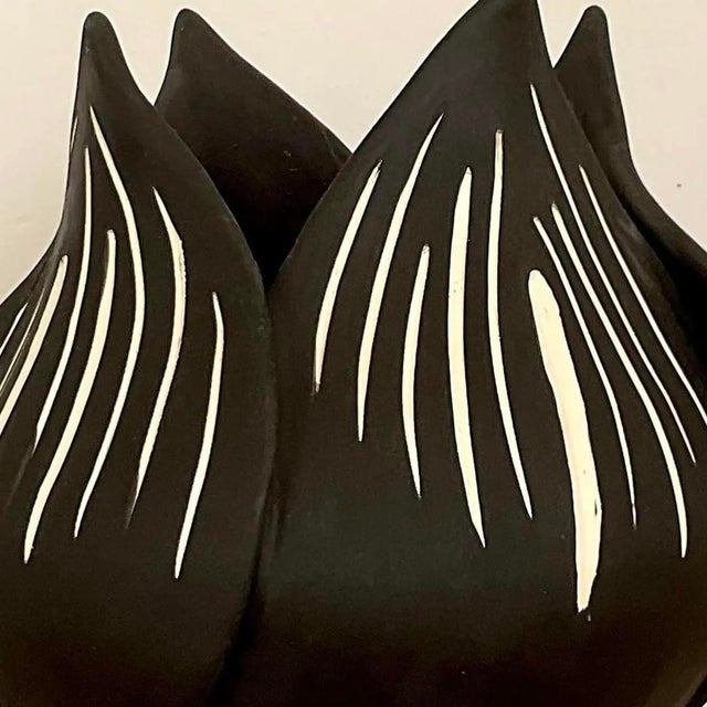 Black Vintage Boho Signed Studio Pottery Vase For Sale - Image 8 of 14