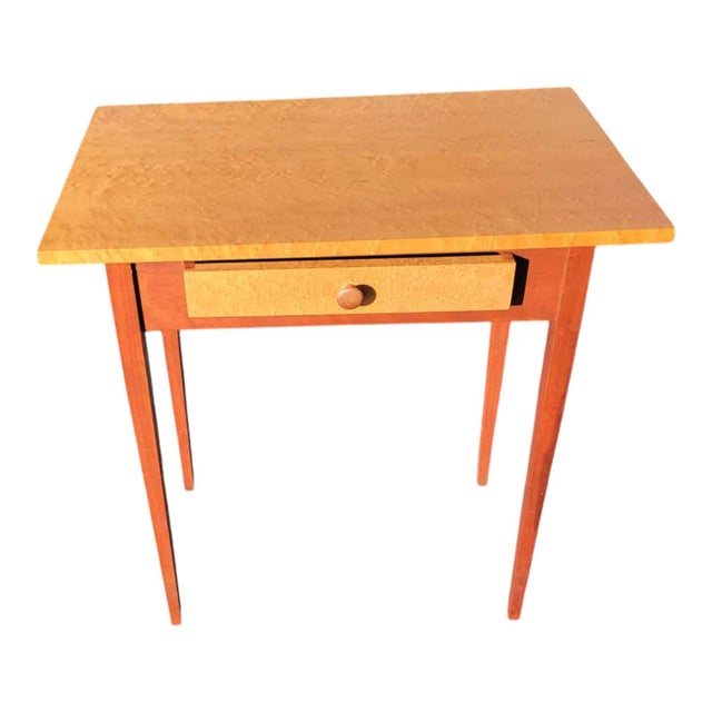 1970s Vintage 1970s Birdseye Maple Shaker Style Hall Table W/ Drawer – Solid Wood For Sale - Image 5 of 18