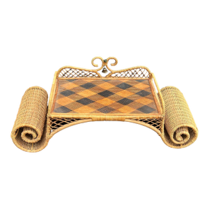 Vintage MacKenzie-Childs Ajiro Weave Wicker Rattan Scrolled Bed Tray