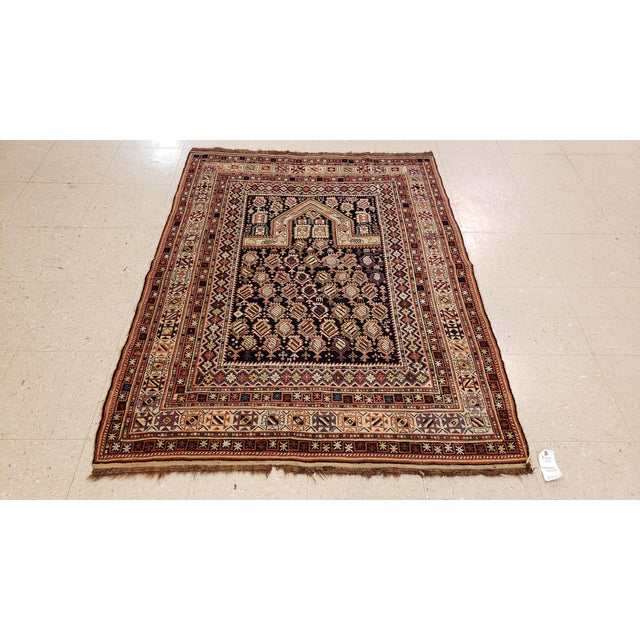 Navy Ground Antique Marasali Shirvan Prayer Rug, Hand Knotted, Wool Oriental Rug For Sale - Image 14 of 18