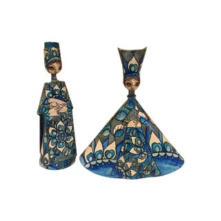 Vintage Paper Mache Painted Candle Holders - Pair For Sale