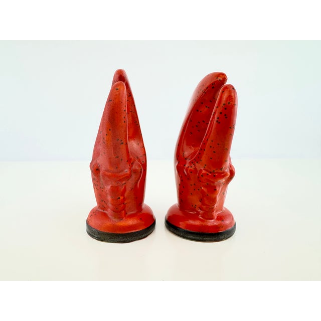 Vintage Coastal Red Ceramic Lobster Claw Salt and Pepper Shakers, a Pair For Sale In Little Rock - Image 6 of 11