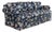 Scalamandre Navy Blue Chintz Upholstered Down Filled Roll Arm Sofa For Sale
