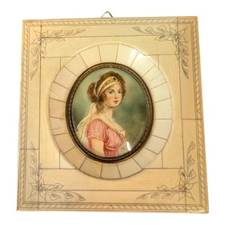 Antique Fine Miniature Portrait Painting of Queen Louise of Prussia Josef Grassi For Sale