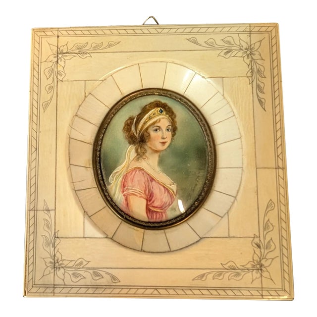 Antique Fine Miniature Portrait Painting of Queen Louise of Prussia Josef Grassi For Sale
