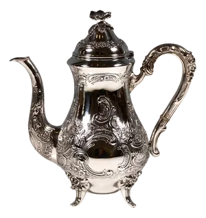Art Nouveau Silver Coffee Pot with Rocaille Decoration, 1890s