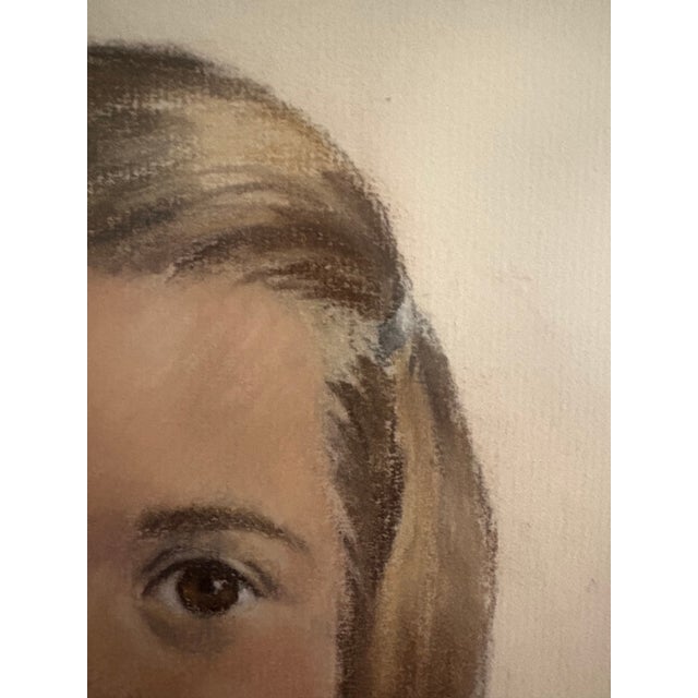 1962 Portrait, Girl in Red Velvet, Pastel on Paper, by Nancy Lee For Sale In Palm Springs - Image 6 of 12