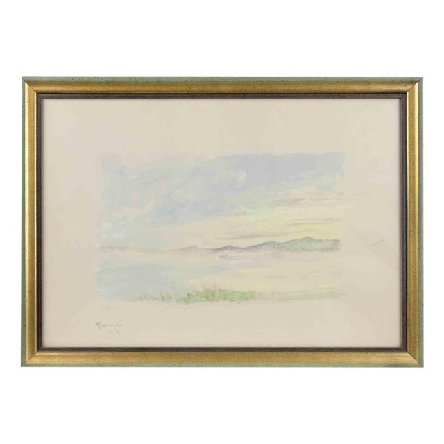 Michele Ricciuti, Landscape, Watercolor, 1984 For Sale