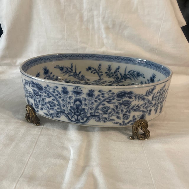 Winward Home Blue and White Planter For Sale - Image 4 of 6