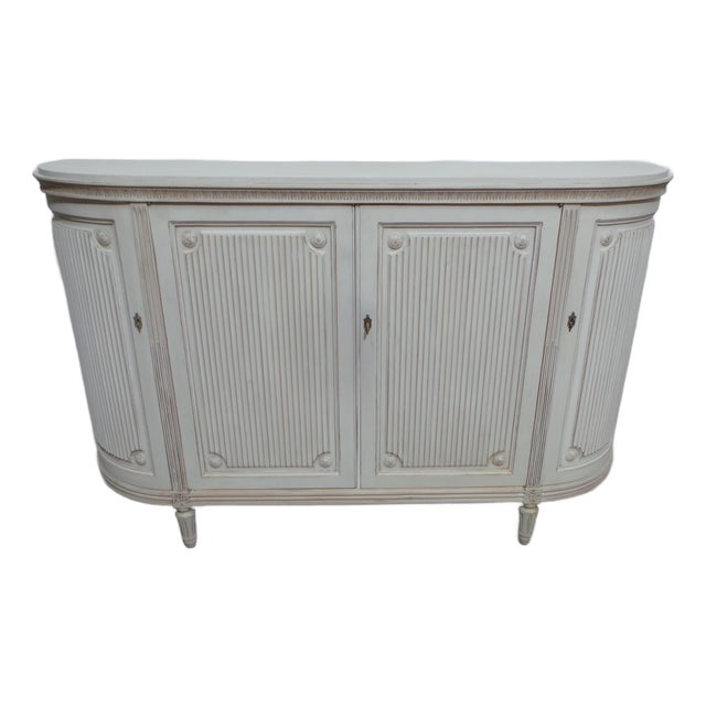 Swedish Gustavian Style Unique 4 Door Sideboard For Sale