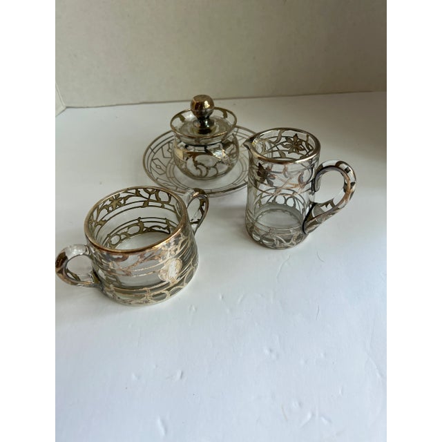 1920s Vintage Sterling and Glass Condiment Set-4 Pieces For Sale - Image 5 of 7