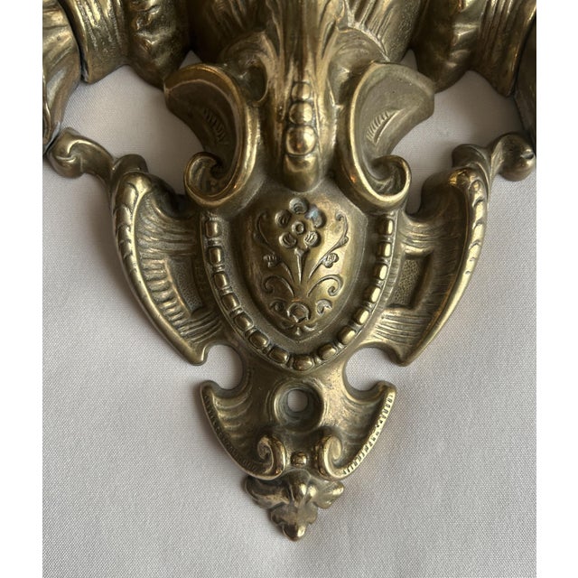 Metal Victorian Brass Casting Figural Wall Mount Towel Bar For Sale - Image 7 of 14