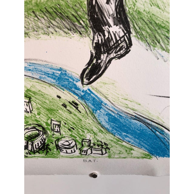 Modern Sid Chafetz, Columbus, Ohio State Artist Lithograph "Heavenly Bliss" Angels, Biplane, 1998 For Sale - Image 3 of 6