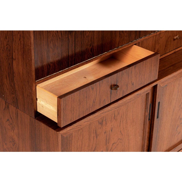 Mid Century Danish Rosewood Bookcase With Drop-Down Secretary Desk For Sale - Image 11 of 18