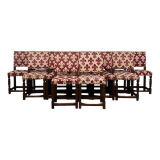 Antique English Oak Dining Chairs, Set of 14 For Sale