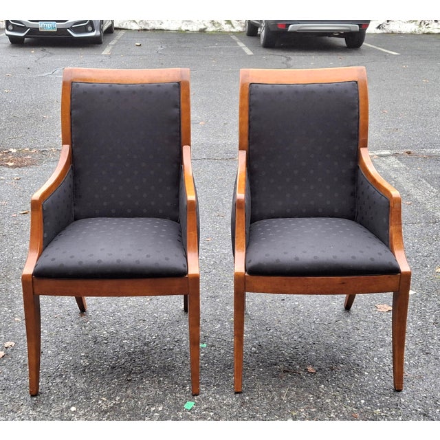 Wood Pair Hickory White Biedermeier Inspired Maple and Upholstered Armchairs For Sale - Image 7 of 10