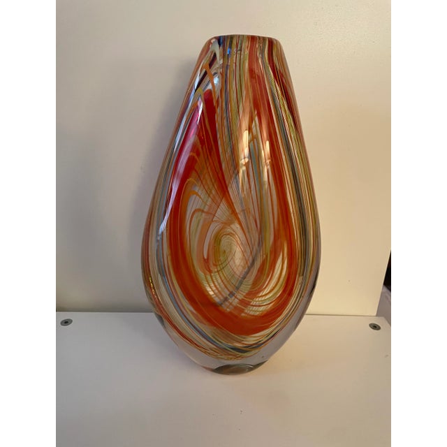 Glass Mid-Century Murano Teardrop Vase With Atomic Swirl For Sale - Image 7 of 7