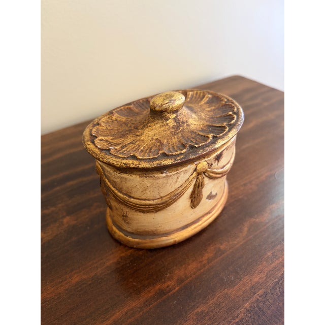 Hollywood Regency Italian Giltwood Lidded Box For Sale In South Bend - Image 6 of 13
